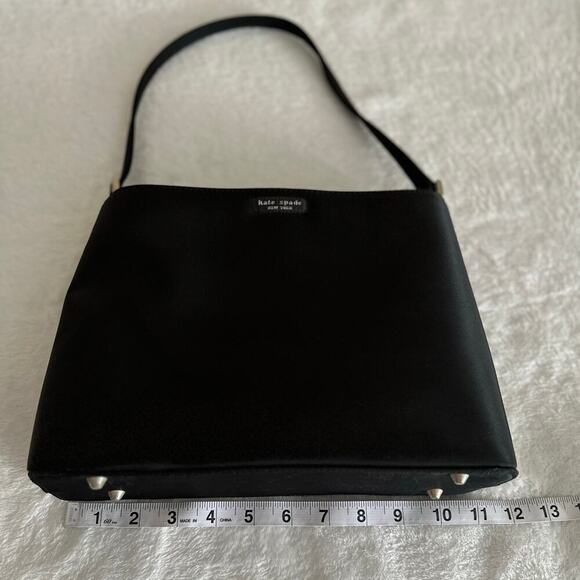 Kate Spade Black Nylon Shoulder Bag Sleek Minimal Y2K Classic Chic Clean Girl - Picture 14 of 16